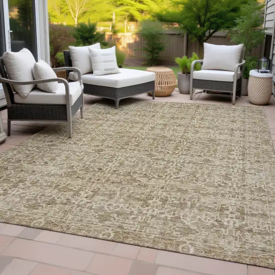 Brown And Beige Striped Washable Indoor Outdoor Area Rug Photo 8