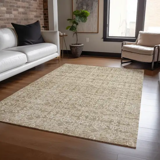 Brown And Beige Striped Washable Indoor Outdoor Area Rug Photo 7