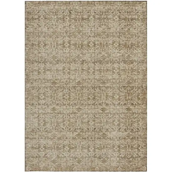 Brown And Beige Striped Washable Indoor Outdoor Area Rug Photo 3