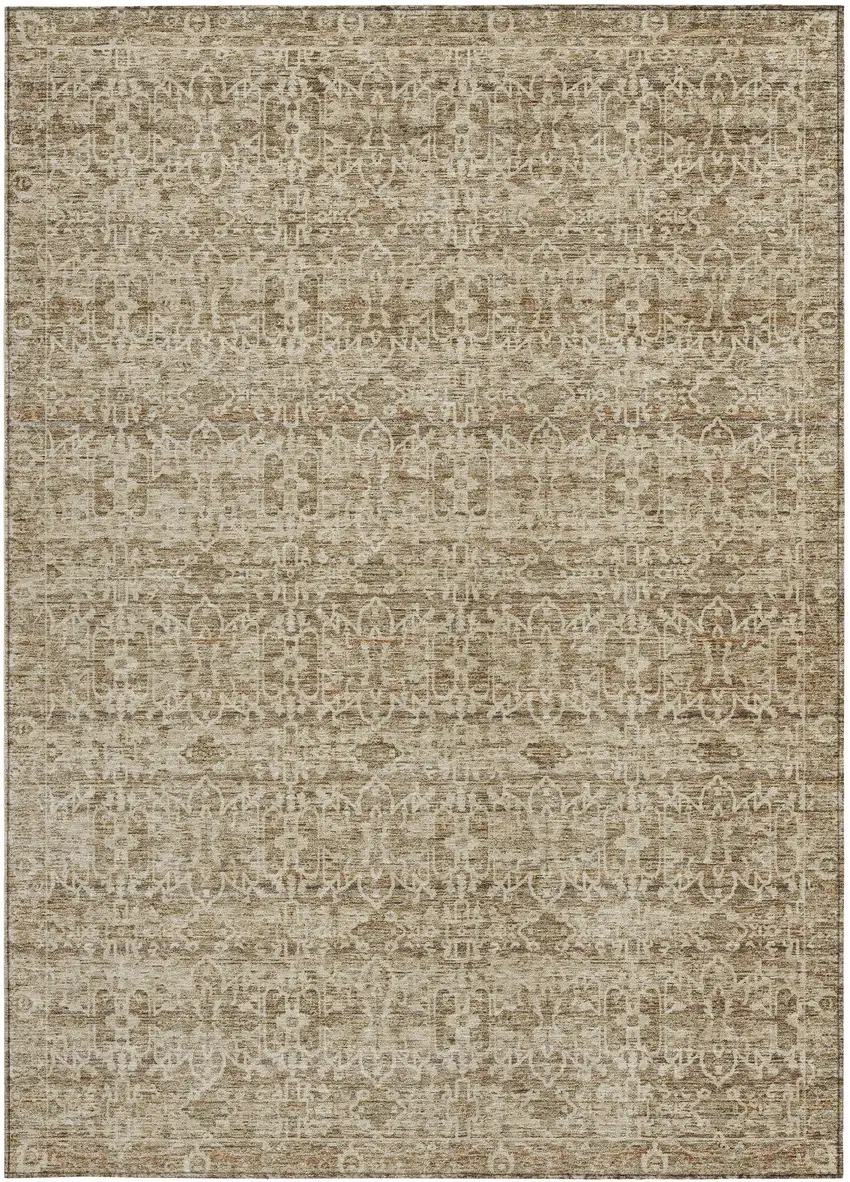 Brown And Beige Striped Washable Indoor Outdoor Area Rug Photo 3