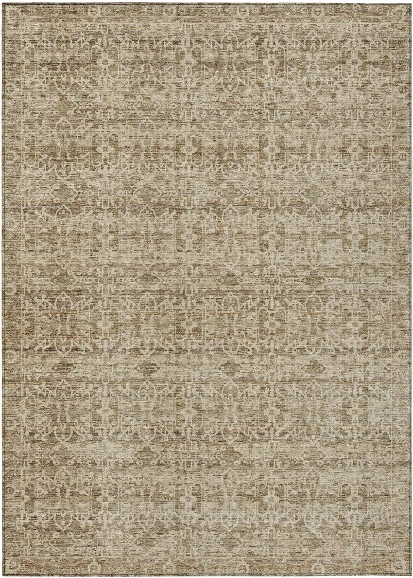 Brown And Beige Striped Washable Indoor Outdoor Area Rug Photo 1