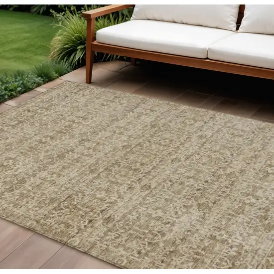 Brown And Beige Striped Washable Indoor Outdoor Area Rug Photo 2