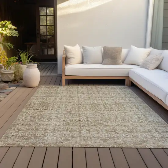 Brown And Beige Striped Washable Indoor Outdoor Area Rug Photo 4