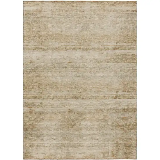 Brown And Beige Striped Washable Indoor Outdoor Area Rug Photo 1