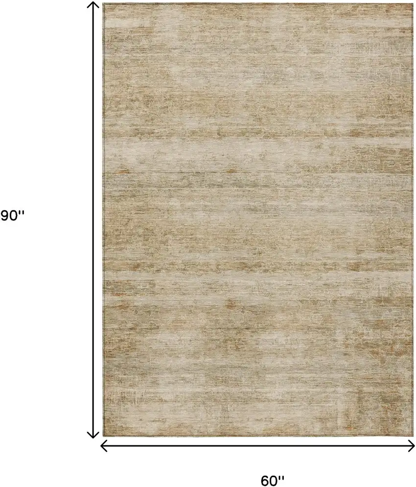 Brown And Beige Striped Washable Indoor Outdoor Area Rug Photo 9