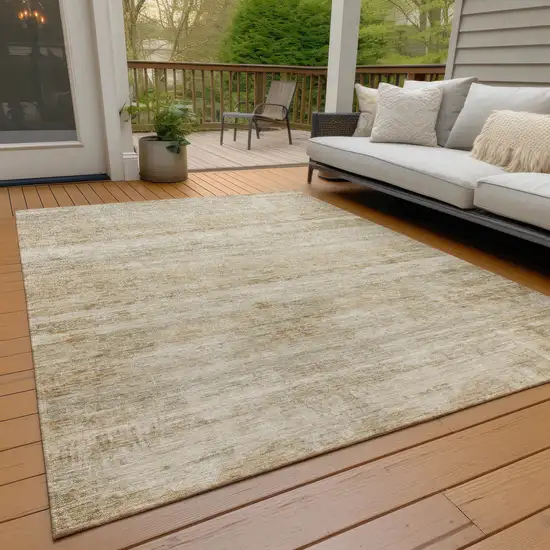 Brown And Beige Striped Washable Indoor Outdoor Area Rug Photo 6