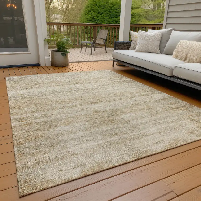Brown And Beige Striped Washable Indoor Outdoor Area Rug Photo 6