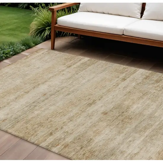 Brown And Beige Striped Washable Indoor Outdoor Area Rug Photo 2