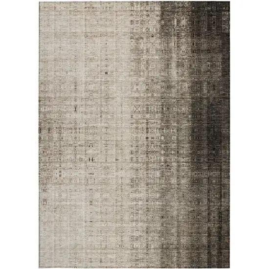 Brown And Beige Striped Washable Indoor Outdoor Area Rug Photo 2
