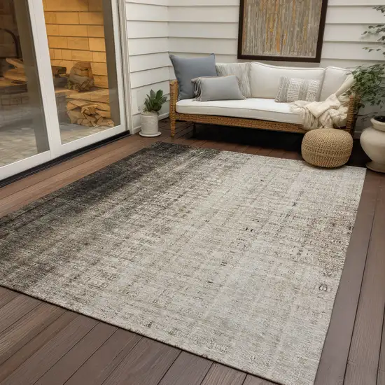 Brown And Beige Striped Washable Indoor Outdoor Area Rug Photo 8