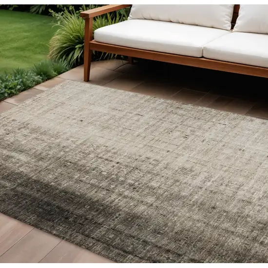 Brown And Beige Striped Washable Indoor Outdoor Area Rug Photo 1