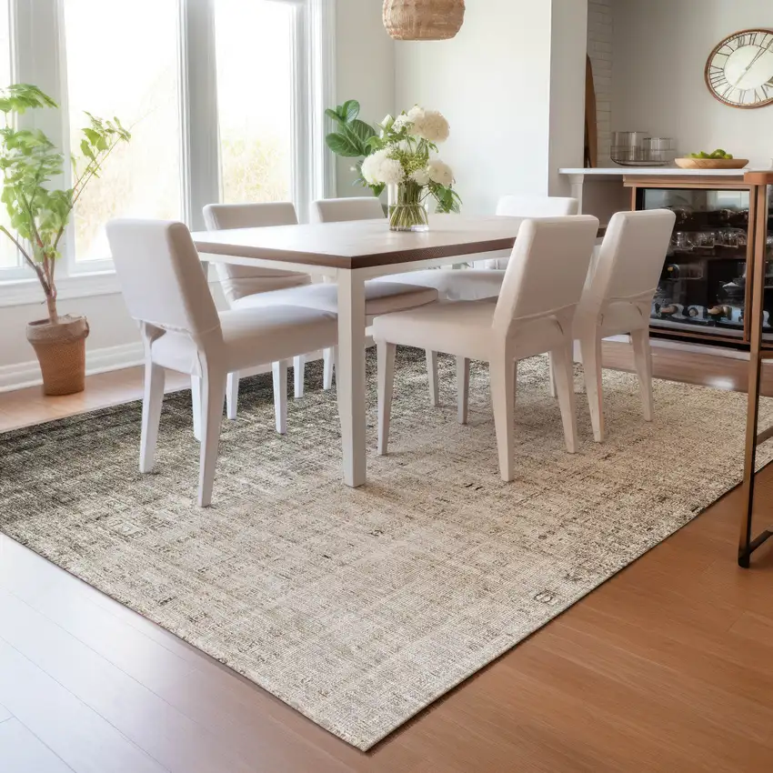 Brown And Beige Striped Washable Indoor Outdoor Area Rug Photo 7