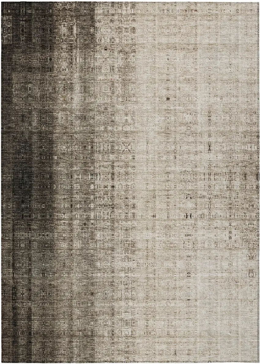 Brown And Beige Striped Washable Indoor Outdoor Area Rug Photo 4