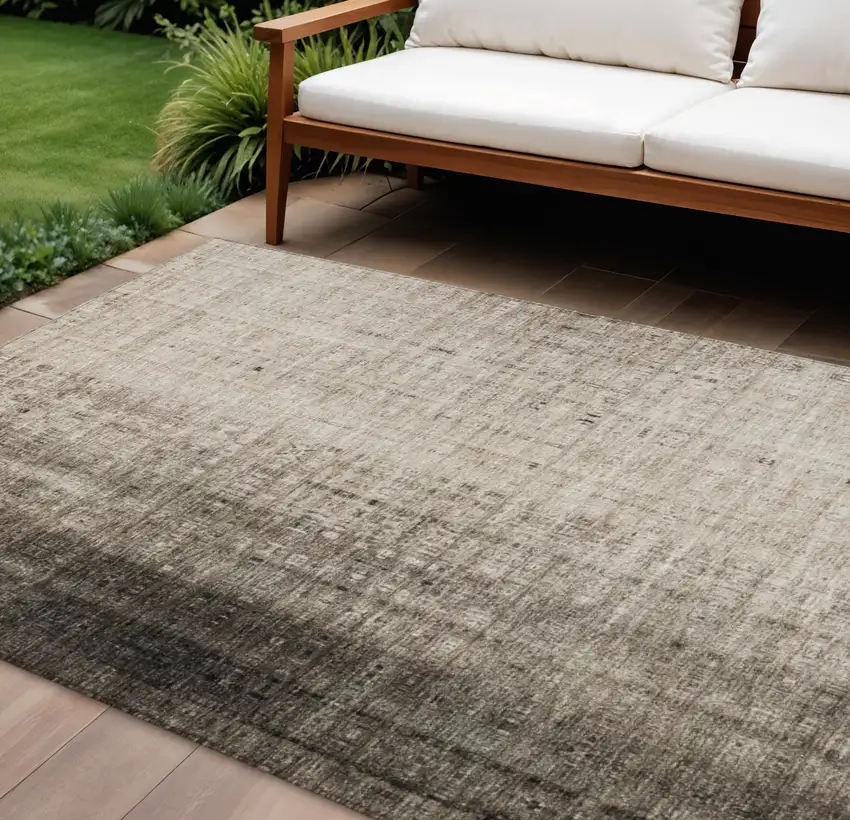 Brown And Beige Striped Washable Indoor Outdoor Area Rug Photo 1