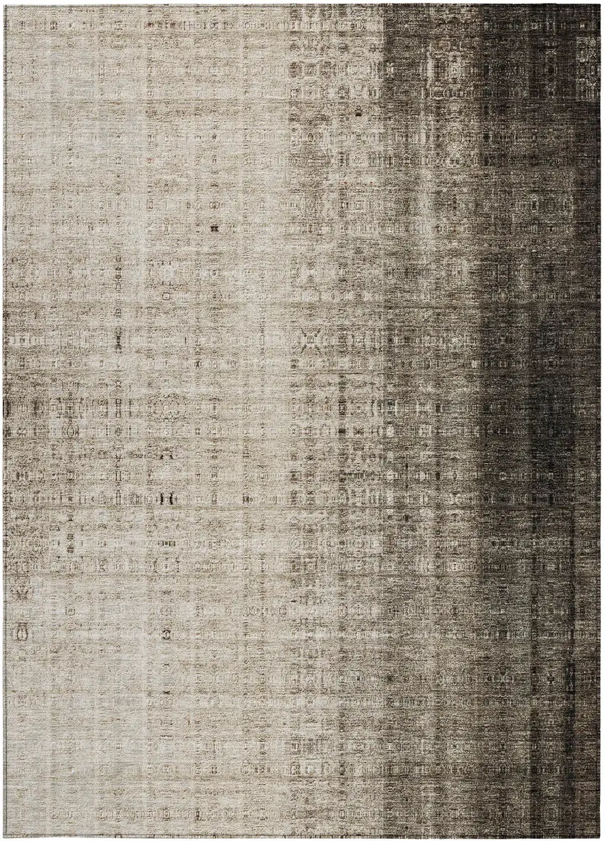 Brown And Beige Striped Washable Indoor Outdoor Area Rug Photo 2