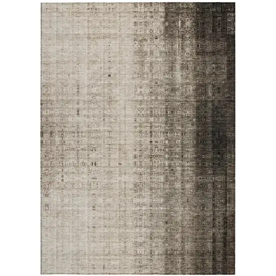 Brown And Beige Striped Washable Indoor Outdoor Area Rug Photo 2