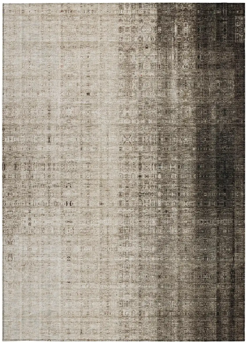 Brown And Beige Striped Washable Indoor Outdoor Area Rug Photo 2