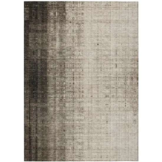 Brown And Beige Striped Washable Indoor Outdoor Area Rug Photo 3