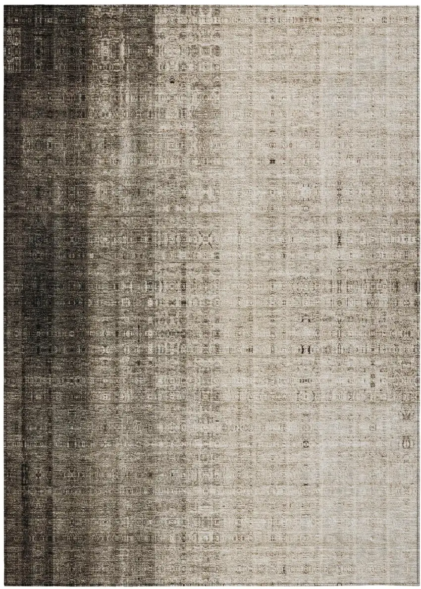 Brown And Beige Striped Washable Indoor Outdoor Area Rug Photo 3