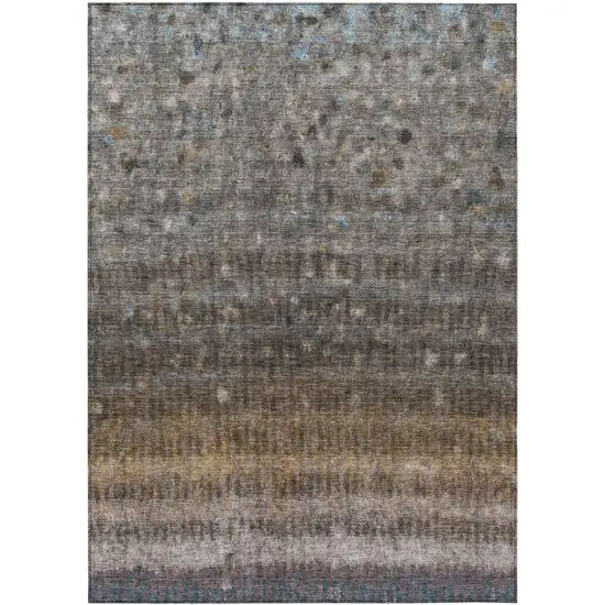 Brown And Beige Striped Washable Indoor Outdoor Area Rug Photo 2