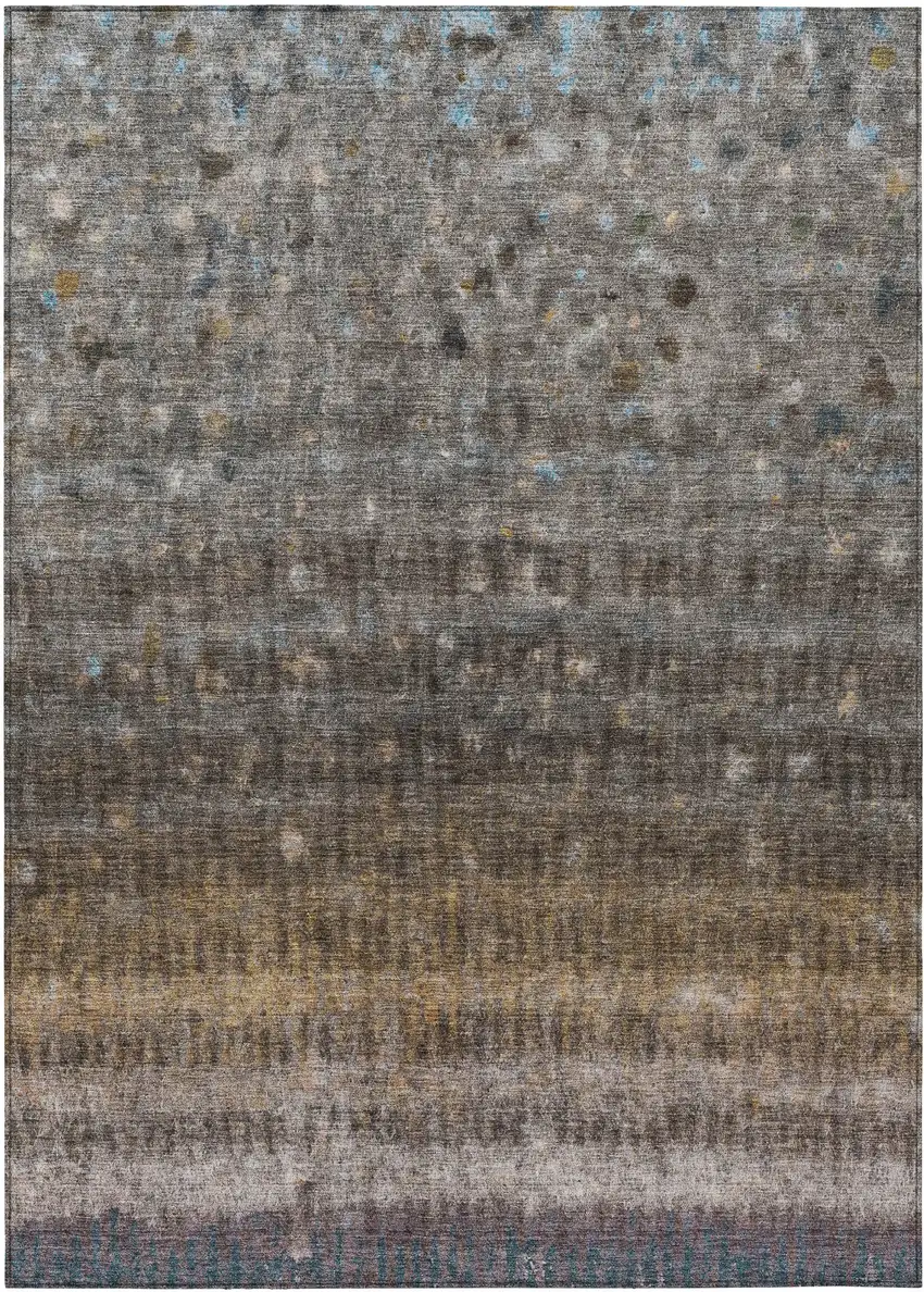 Brown And Beige Striped Washable Indoor Outdoor Area Rug Photo 2