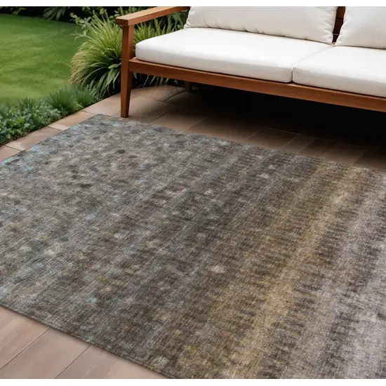 Brown And Beige Striped Washable Indoor Outdoor Area Rug Photo 1