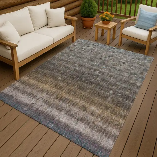 Brown And Beige Striped Washable Indoor Outdoor Area Rug Photo 9