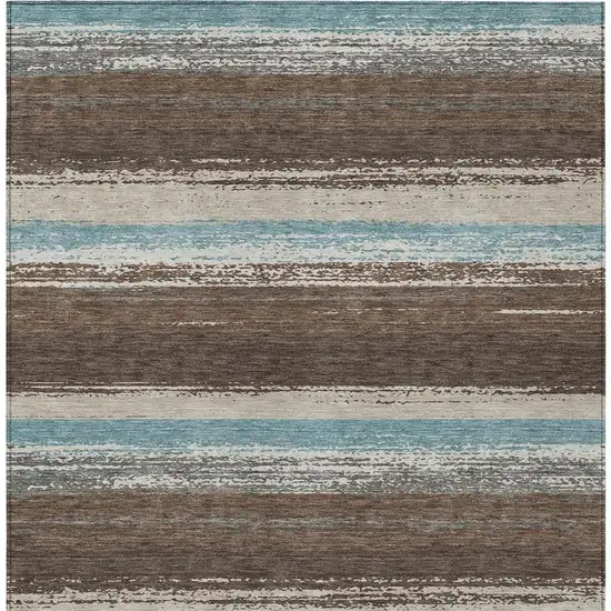 Brown And Beige Striped Washable Indoor Outdoor Area Rug Photo 4
