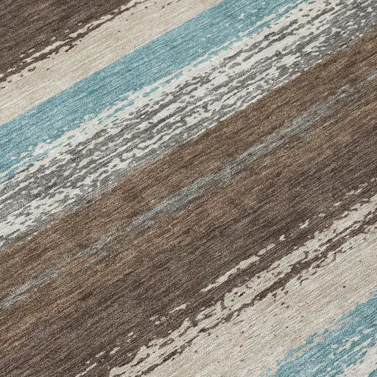Brown And Beige Striped Washable Indoor Outdoor Area Rug Photo 6