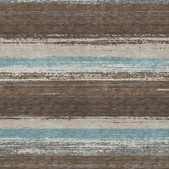 Brown And Beige Striped Washable Indoor Outdoor Area Rug Photo 3