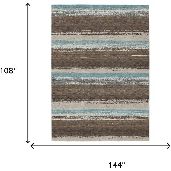Brown And Beige Striped Washable Indoor Outdoor Area Rug Photo 7