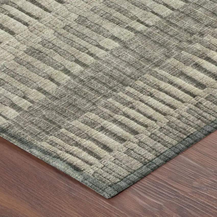 Brown And Beige Striped Washable Indoor Outdoor Area Rug Photo 3