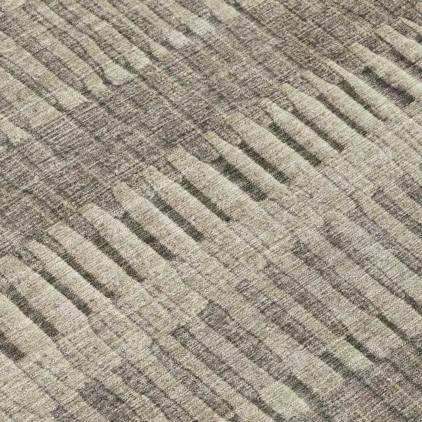 Brown And Beige Striped Washable Indoor Outdoor Area Rug Photo 4