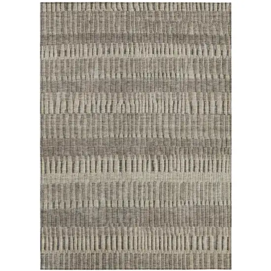 Brown And Beige Striped Washable Indoor Outdoor Area Rug Photo 2