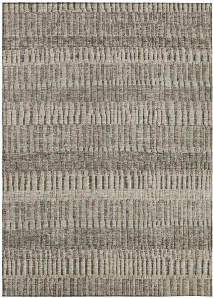 Brown And Beige Striped Washable Indoor Outdoor Area Rug Photo 2