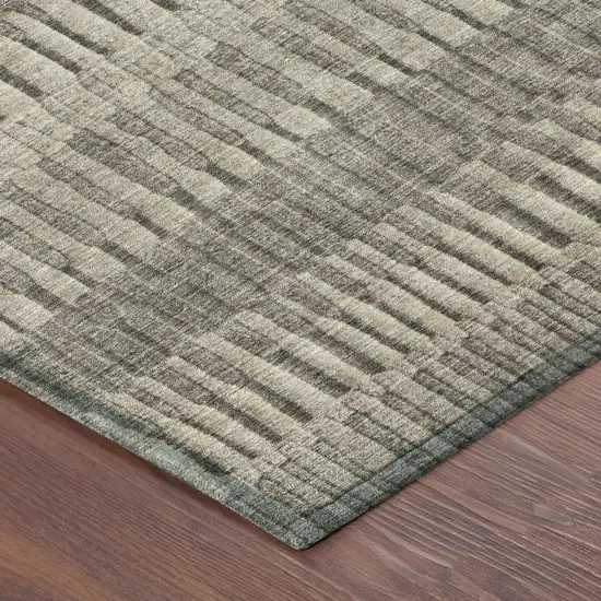 Brown And Beige Striped Washable Indoor Outdoor Area Rug Photo 3