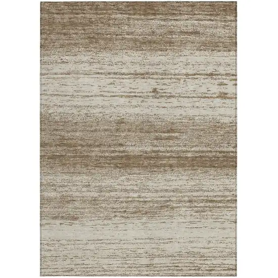 Brown And Beige Striped Washable Indoor Outdoor Area Rug Photo 7