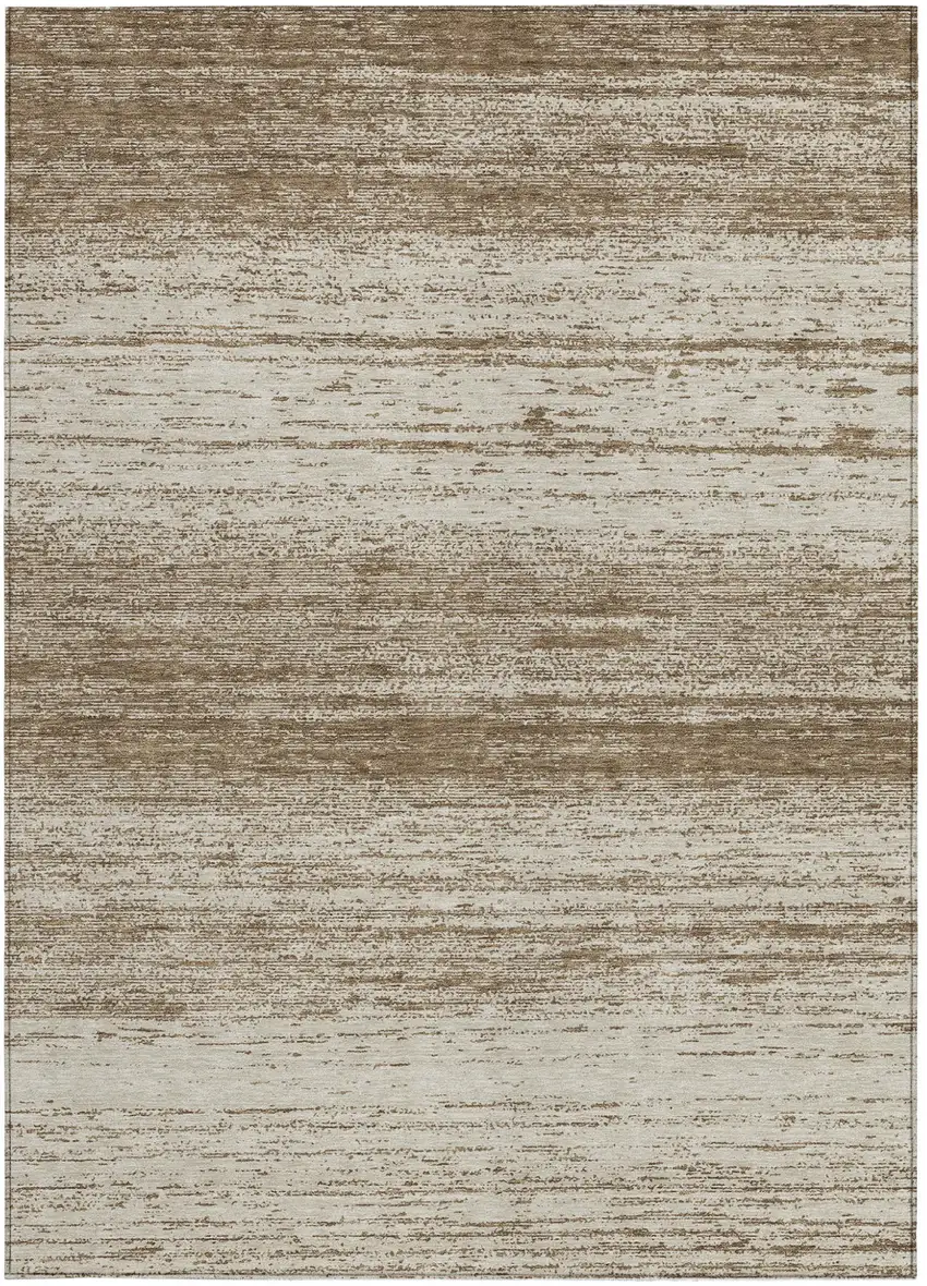 Brown And Beige Striped Washable Indoor Outdoor Area Rug Photo 7