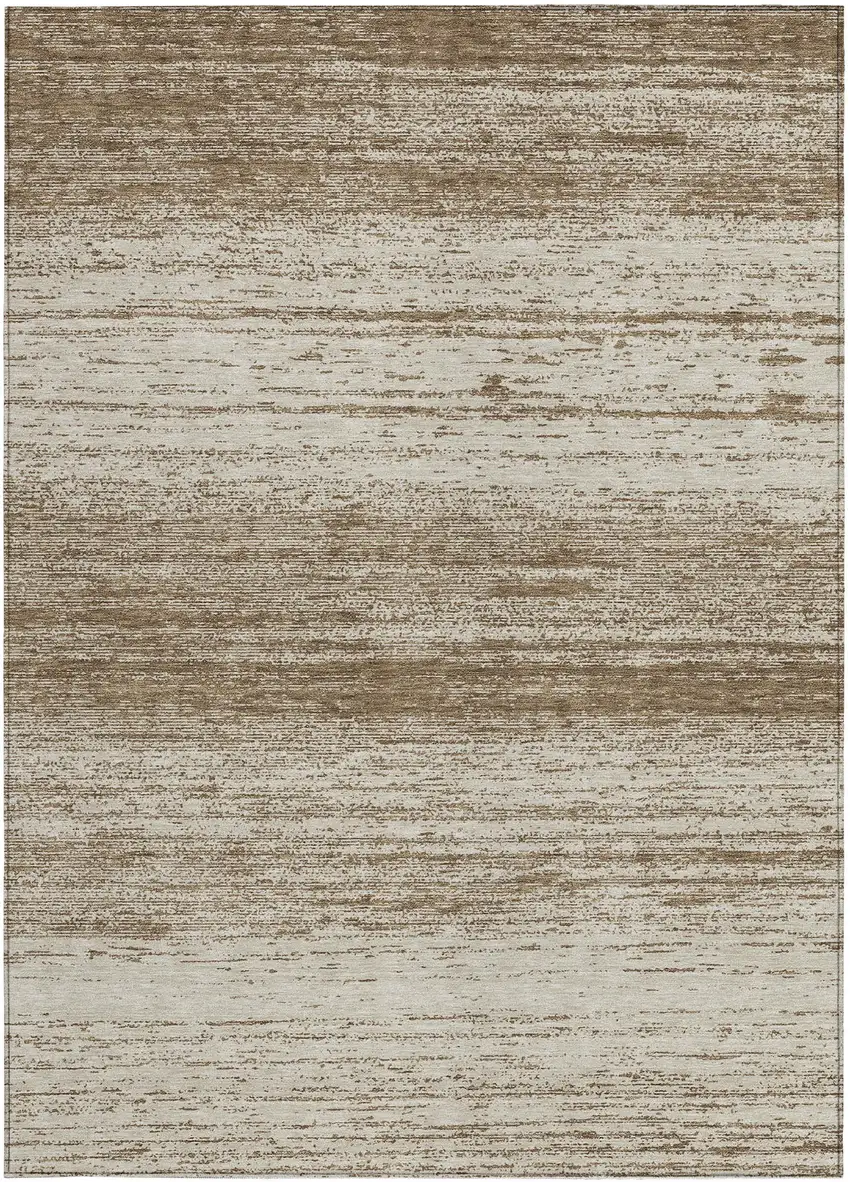 Brown And Beige Striped Washable Indoor Outdoor Area Rug Photo 7