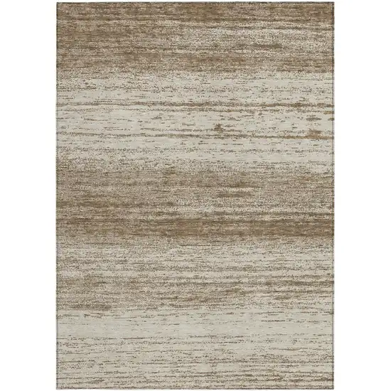 Brown And Beige Striped Washable Indoor Outdoor Area Rug Photo 7
