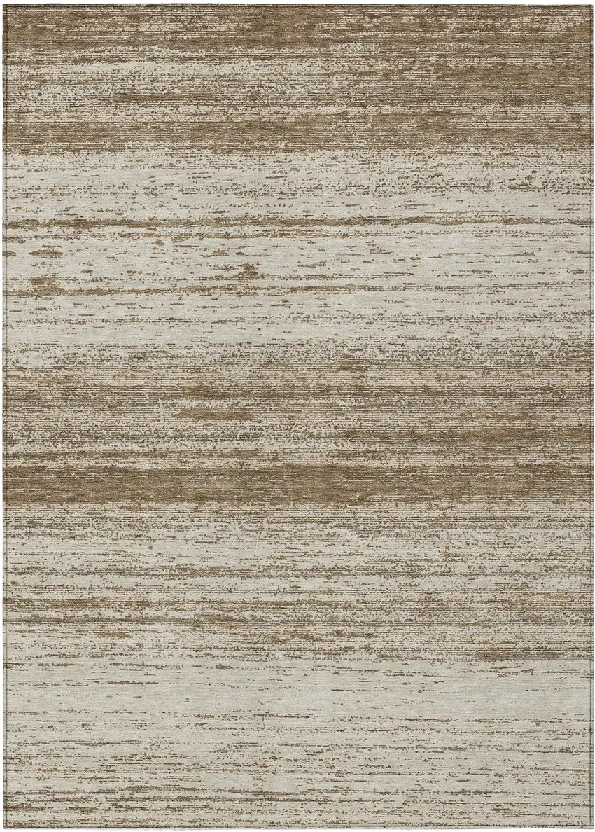 Brown And Beige Striped Washable Indoor Outdoor Area Rug Photo 2