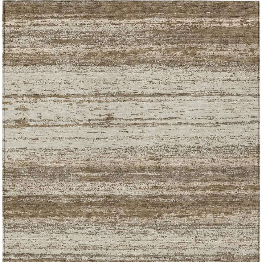 Brown And Beige Striped Washable Indoor Outdoor Area Rug Photo 7