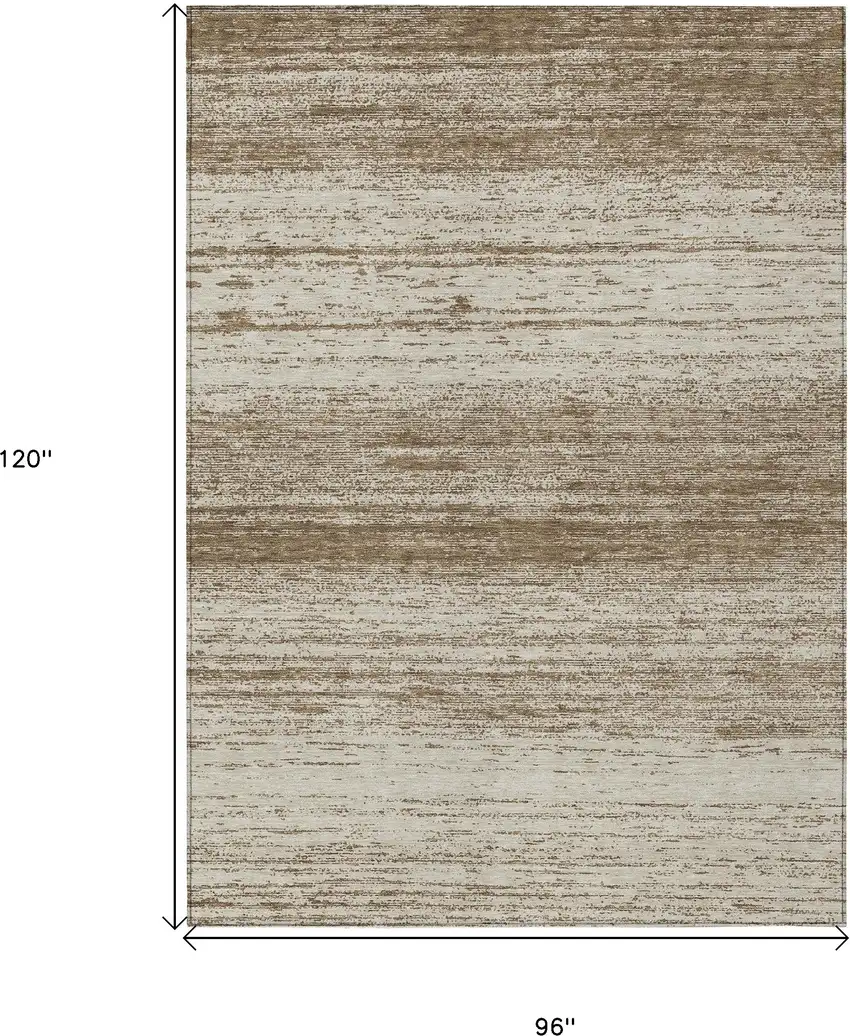 Brown And Beige Striped Washable Indoor Outdoor Area Rug Photo 3