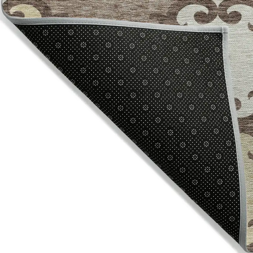 Brown And Beige Trellis Washable Indoor Outdoor Area Rug Photo 4