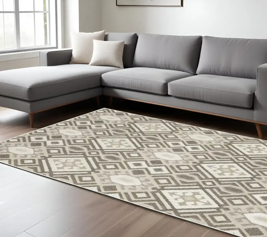 Brown And Beige Tribal Area Rug Photo 1