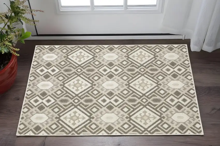 Brown And Beige Tribal Area Rug Photo 1