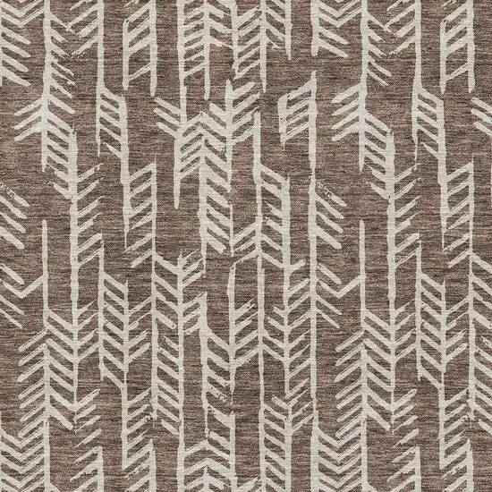 Brown And Beige Tribal Washable Area Rug With UV Protection Photo 3