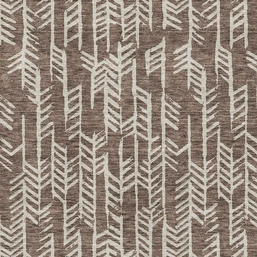 Brown And Beige Tribal Washable Area Rug With UV Protection Photo 3