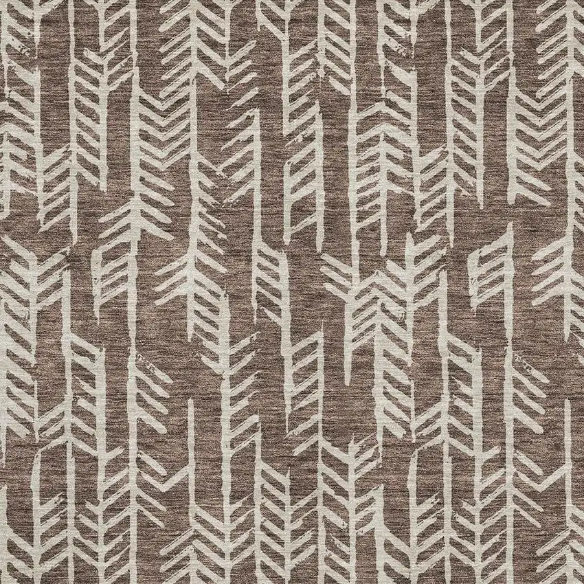 Brown And Beige Tribal Washable Area Rug With UV Protection Photo 3