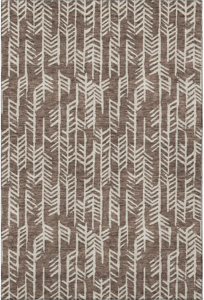 Brown And Beige Tribal Washable Area Rug With UV Protection Photo 4